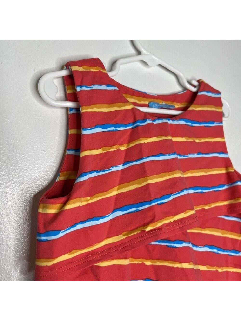 J McLaughlin Girls Red Multicolor Stripe Sleeveless Dress Size 7 Casual Style